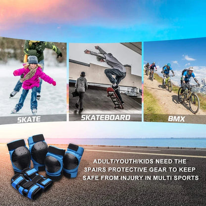 Kids/Adults Knee Elbow Pads Wrist Guards, Protective Gear Set for Roller Skates, Cycling, BMX, Skateboard, Scooter Riding Sports