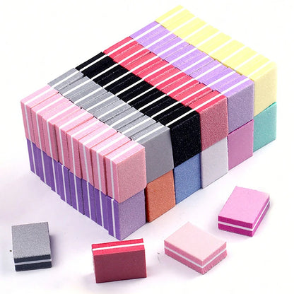 10-50-100pcs Professional Mini Nail Art Buffer File Set 100/180 Sandpaper Manicure Care Tips Sanding Polishing Tools Kit