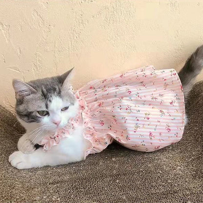 Summer Cotton Sphynx Cat Suspender Skirt Love Flower Pet Princess Dresses for Cats Gotas Katten Kedi Dog Dress mascotas Clothes