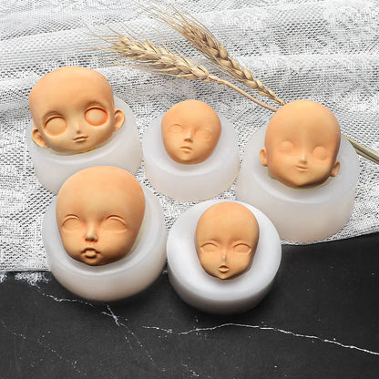 3D Baby Face Silicone Molds Human Facial Mould DIY Doll Modified Polymer Clay Fondant Cake Decor Action figure Handmade Mold