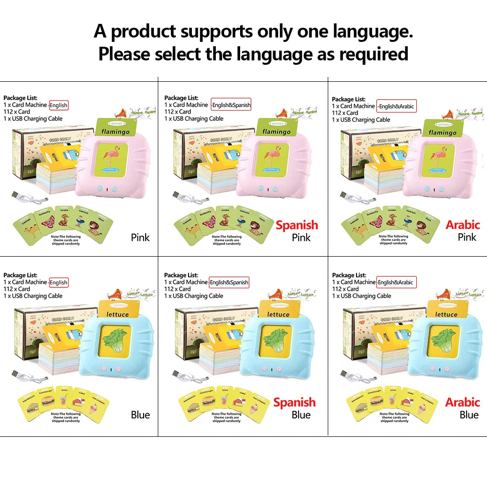 Early Education Flash Card Learning Toys Talking Flashcards for Kids Preschool English Electronic Audio Book Machine Gift