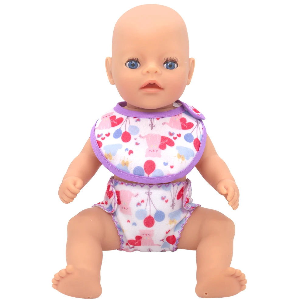 2pcs Doll Diapers Doll Underwear for 14-18 Inch Baby Dolls and Other Similar Dolls 43cm Baby Born Doll Underwear Doll Bibs