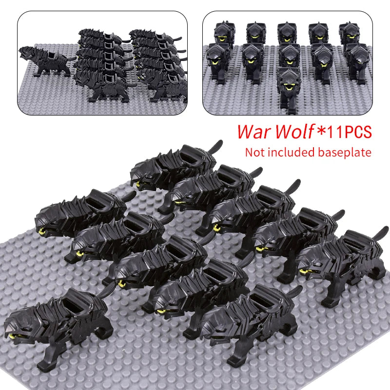 Medieval Military Sets Cavalry Figures War Horse Animals Building Blocks Parts Knight Weapons Accessories Toys for kids gifts