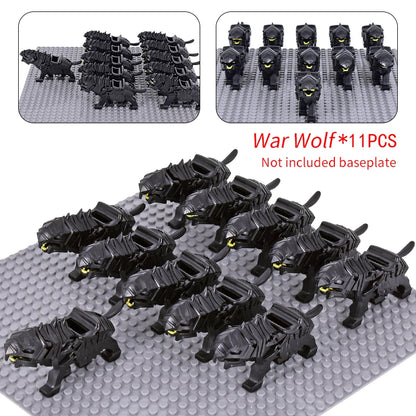 Medieval Military Sets Cavalry Figures War Horse Animals Building Blocks Parts Knight Weapons Accessories Toys for kids gifts