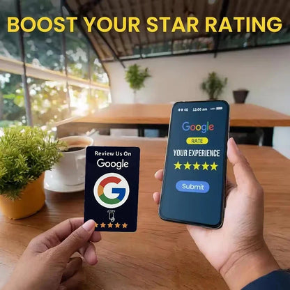100Pcs Black Premium Wear‑Resistant Matte Finish Reusable Google Review Tap NFC Card Programmable NFC Tap Card User‑Friendly