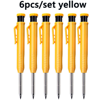 6Pcs Engineering Drawing Woodworking Marking Mechanical Pencils, 2.8mm Long Head Carpenter Pencil, Applicable Construction Works