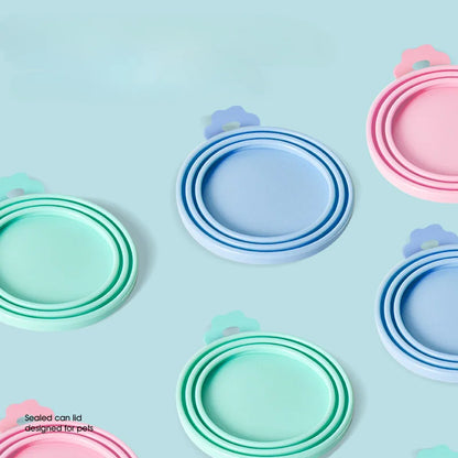 Pet Can Lid Fresh Silicone Cat and Dog Can Seal Lid Universal Adjustable Seal Lid + Spoon Food Storage Tool