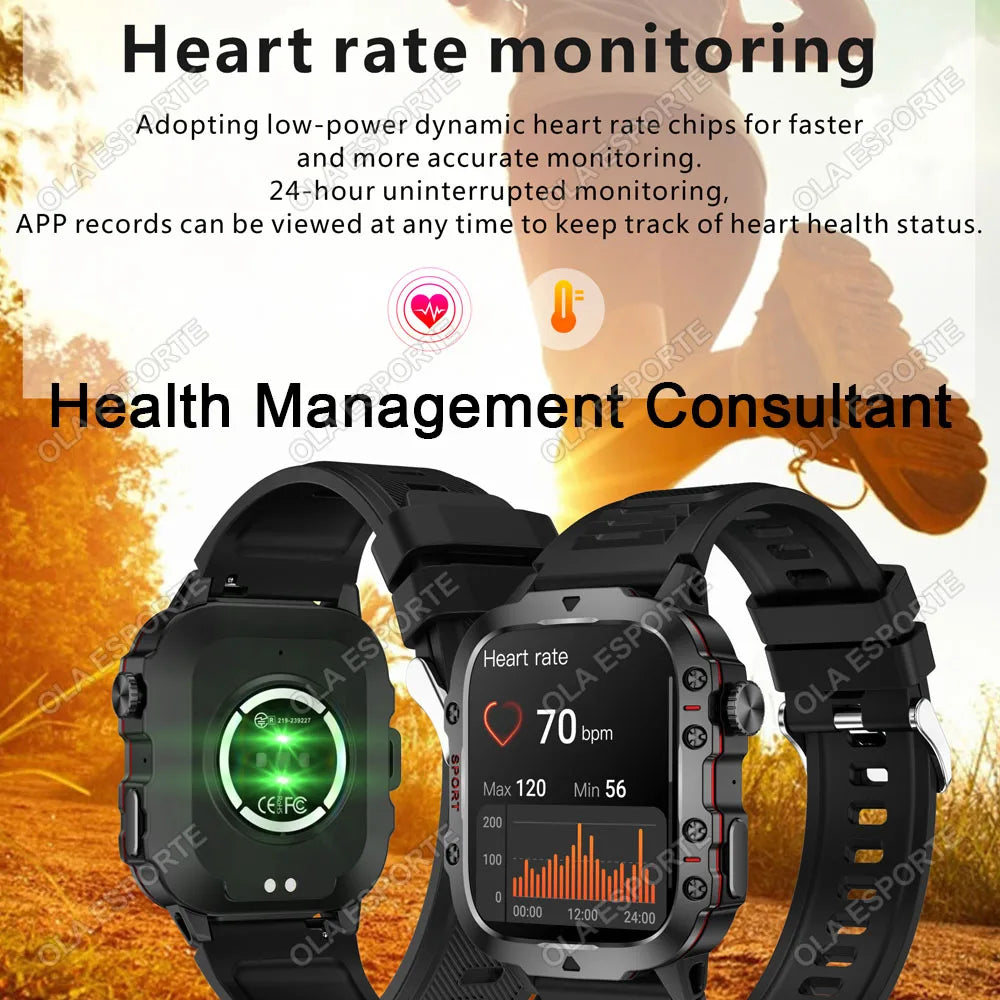 2025 Military Smartwatch GPS Men Flashlight Waterproof Outdoor Sports Tracker HD Bluetooth Calls Smart Watch New For Android IOS
