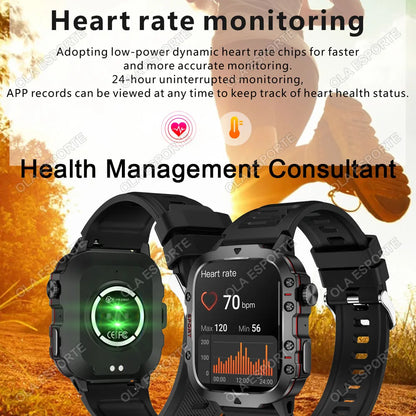 2025 Military Smartwatch GPS Men Flashlight Waterproof Outdoor Sports Tracker HD Bluetooth Calls Smart Watch New For Android IOS