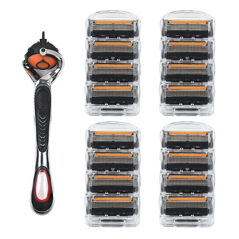 Hot Selling Manual Razor for Men Five Layer Blade Stainless Steel Blades No Skin Damage Old Style Blades Shaver Heads Razor