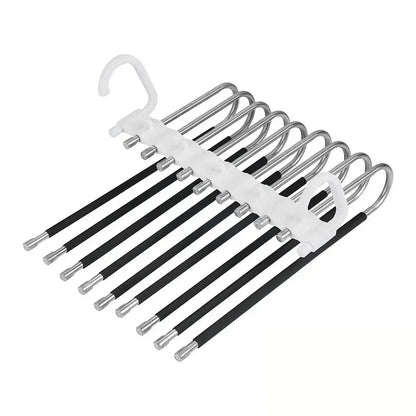 Upgrade 9 Layers Pants Hangers Space Saving, Jeans Hangers Non Slip Stainless Steel Multifunctional Rack S-Type Closet Organizer