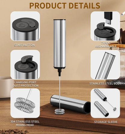 Kitchen Powerful Stirrer Milk Frother Handheld Foam Maker for Lattes Whisk Drink Mixer Coffee Electric Rechargable Egg Beater