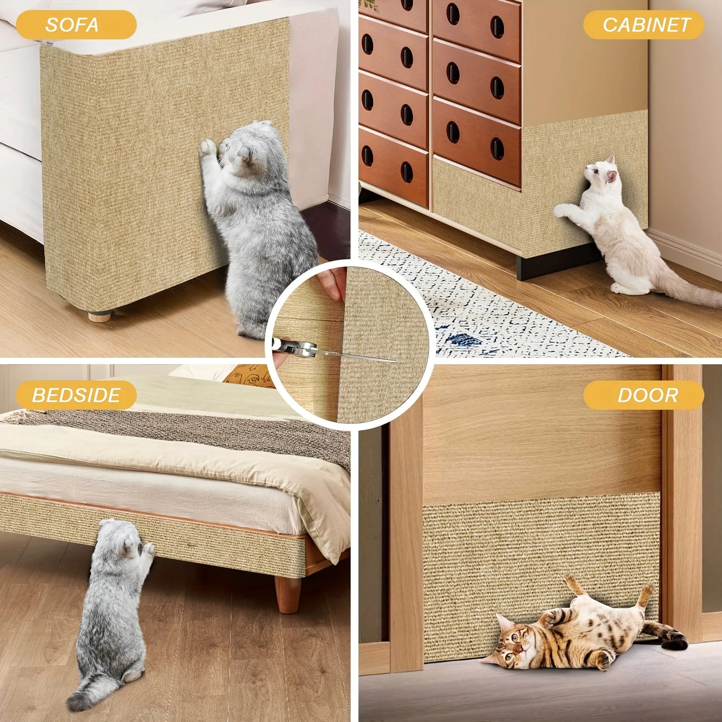 Trimmable Cat Scratching Mat Cat Scratcher Sofa Tape Scratching Post Self-adhesive Carpet Cats Scratch Board Cat Accessories