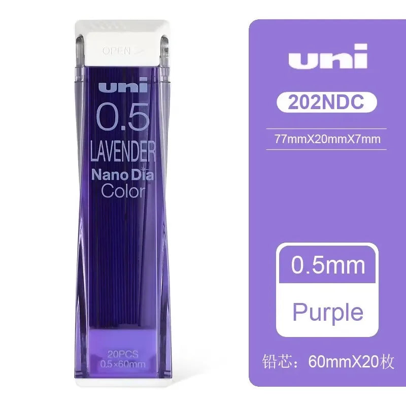 Japan Uni Nano Dia Color 0.5-202NDC Colored Mechanical Pencil Leads Refills 0.5mm Writing Supplies 202NDC