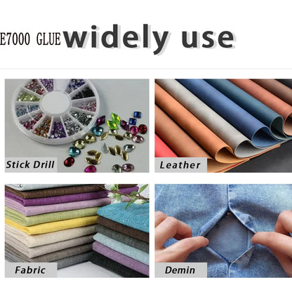 E7000 Glue Clear Contact DIY Cloth Fibre Fabric Adhesive Multipurpose for Wedding Dress Leather Bag Diamond Glass