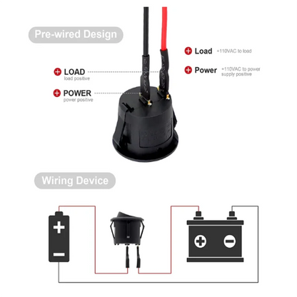 12V Round Rocker Switch AC 6A/250V 10A/125V SPST 2 Pin 2 Position On/Off Toggle Switch for Car Boat Automotive RV Black