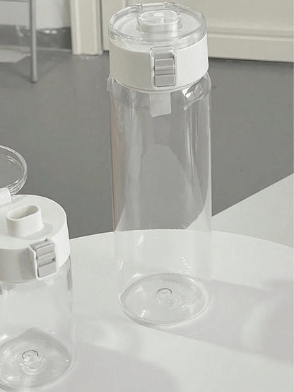 1pc Portable Sports Fitness Large Capacity Transparent Cup, Outdoor, Travel, Office Essential Water Bottle