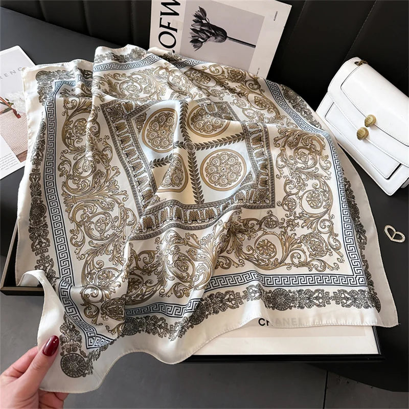2025 New Fashion Luxury Printed Square Shawl Women 70x70cm Pashmina Silk Scarf Neck Headband Bandana
