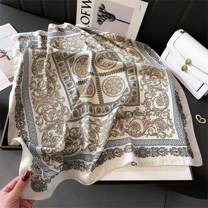 2025 New Fashion Luxury Printed Square Shawl Women 70x70cm Pashmina Silk Scarf Neck Headband Bandana
