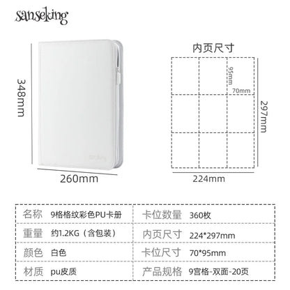 Premium Zipper 4/9/12 Pocket PU Card Binder - Aesthetic Pink & White Album for Pokemon Cards, Game Collection & Fan Photos