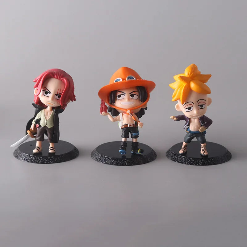 8pcs/set ONE PIECE Luffy Zoro Ace Sabo Shanks Nami Yamato Law Action Figure Collection Anime Model Doll Toys Ornament