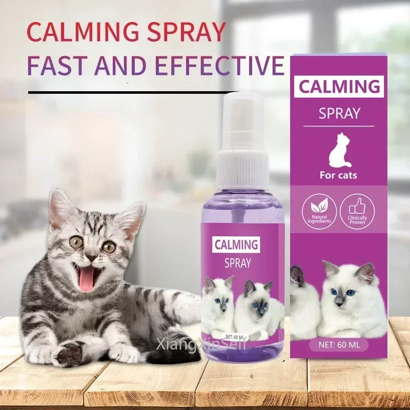 60ml Calming Spray Feline Anti Stress Pheromone Emotional Soothing Spray Health Cleaning Supplies for Cats
