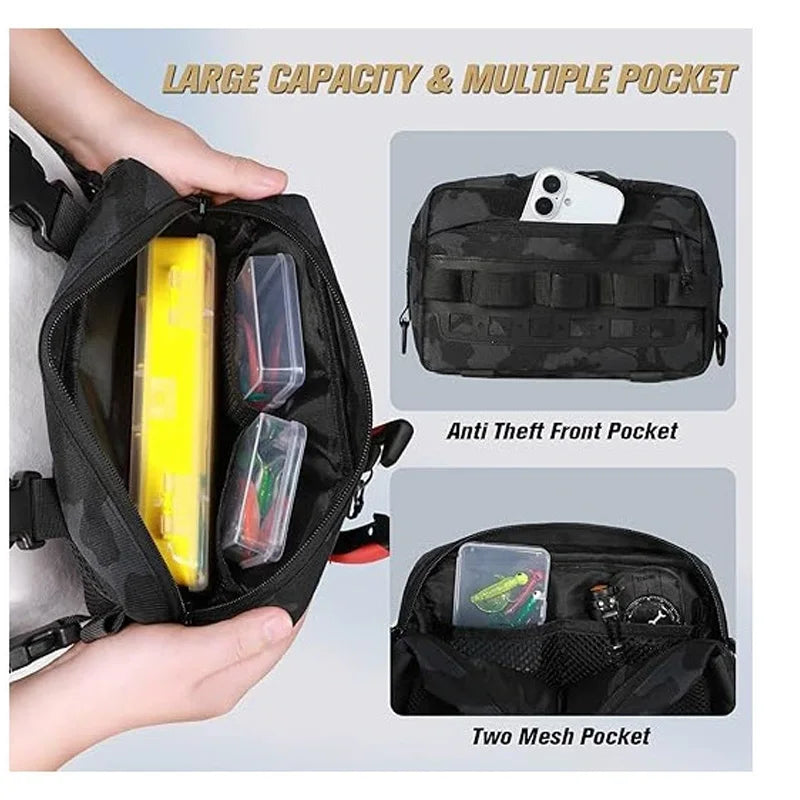 Tactical Chest Vest Bag Backpack Front Rig Pouch Outdoor Camping Cycling Hiking Hunting Climbing Fishing Lure Travel Fanny Pack