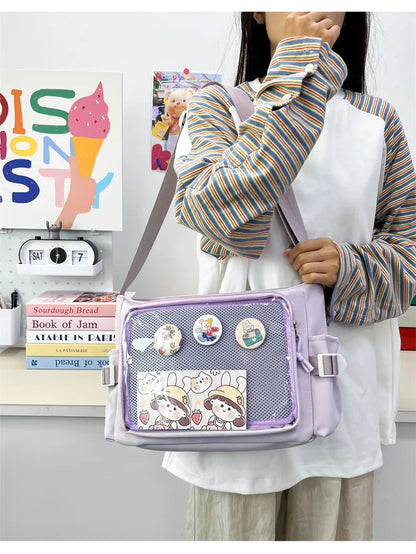 College Style Crossbody Bag with Large Capacity for Class Book Carrying Mailman Bag for Girls Casual Shoulder Crossbody Bag