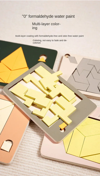 Wooden Geometric Puzzles Challenge Impossible Brain Burning Decompression IQ Mind Brain Teaser Jigsaw Puzzle for Adults Kids