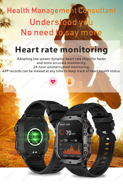 2025 Military Smartwatch GPS Men Flashlight Waterproof Outdoor Sports Tracker HD Bluetooth Calls Smart Watch New For Android IOS