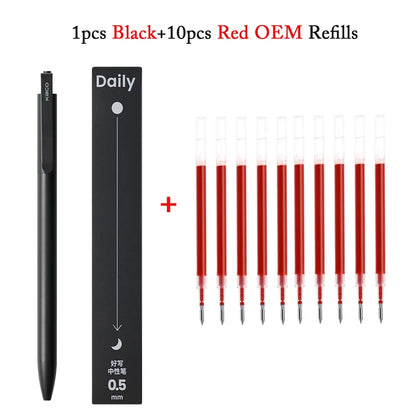 KACO Gel Pens Press Signature Pen Stationery Metal Pen Clip 0.5mm Black Ink Quicking Drying Large Capacity 800M Smooth Writing