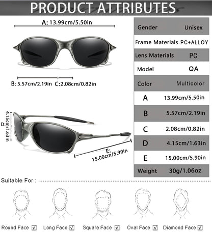Men And Women Trendy Cycling Sunglasses Metal Shades With UV Protection for Outdoor Sports, Running, Hiking, Driving Travel