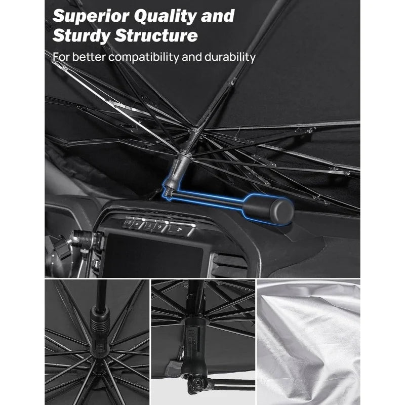 Car Umbrella Sunshade Windshield Front Cover Window Foldable Sun Shade Block Heat Portable Bent Parasol Auto Curved Model Shades