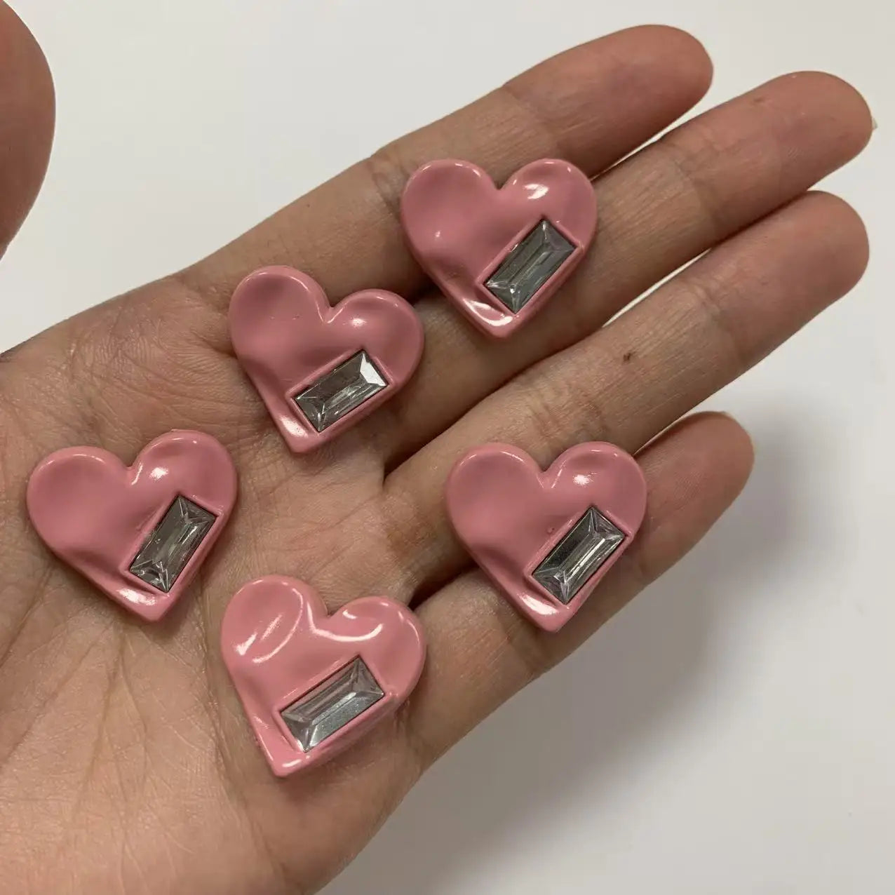 10Pcs Kawaii Hot Sweet Red Pink Large Glossy Lip Soild Color Lipstick Star Love Heart Resin Art Charms Decor Diy Junk Phone Case
