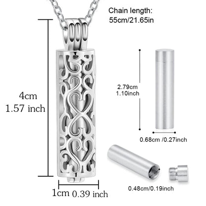 Hollow Cylinder Vial Urn Necklace for Ashes for Women Men Cremation Jewelry Keepsake Memorial Human Pet Ashes Pendant