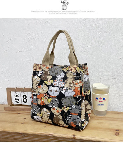 Fashionable Top-handle Bag with Cute Cat Pattern, Portable Mommy Bag for Women