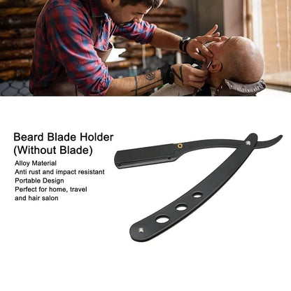 Men Shaving Barber Razor Black Classic Folding Shaving Knife Armpit Hair Pubic Hair Shaver Stainless Steel Straight Razor Holder