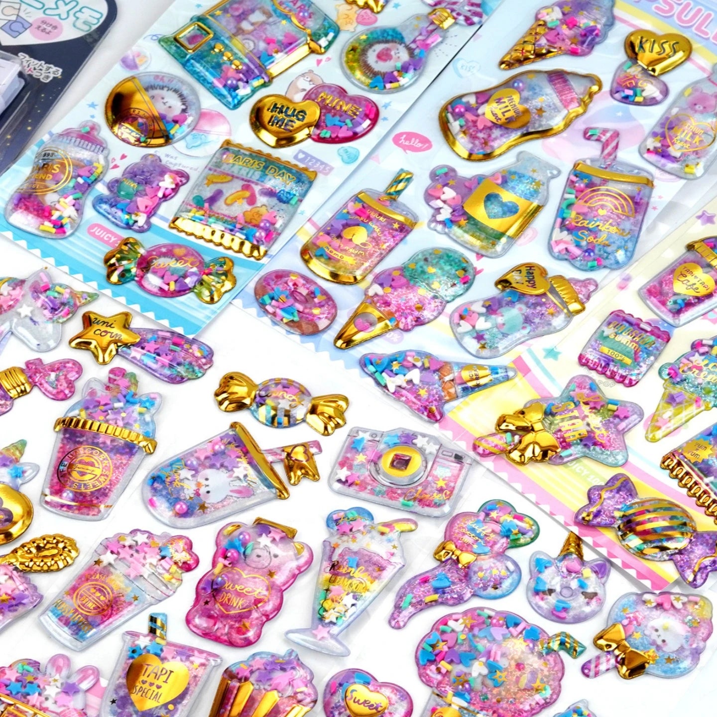 Kawaii Capsule Sparkling 3D Stickers Scrapbooking Diy Journal Stationery Sticker Cute Deco Art School Supplies