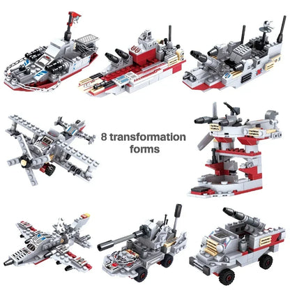Navy Aircraft Carrier Building Blocks Military Tanks Ships Airplanes Model Warships Building Blocks Assembly Toy Set for Boys