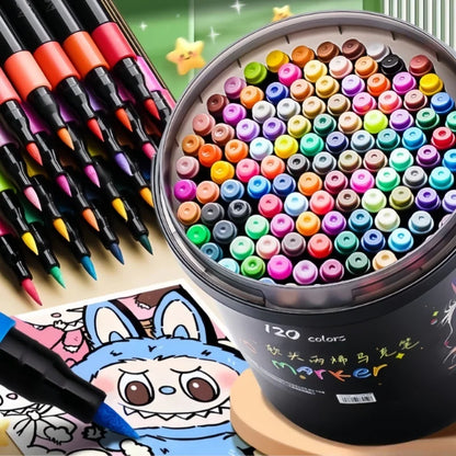 24/36/48/60/80/120 Bucket-cap Soft-Head Acrylic Marker Pen - Specially Designed for Students in Art Class, with Strong Coverage.