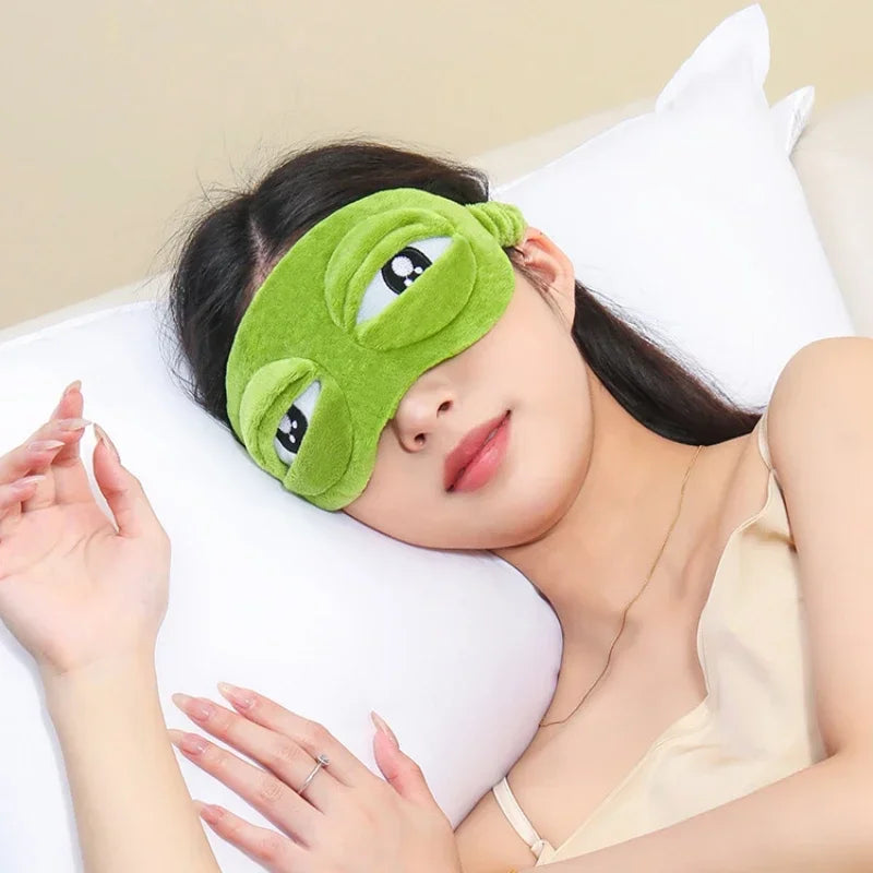 3D Sad Frog Sleep Mask Natural Sleeping Eyeshade Cover Shade Eye Patch Women Men Soft Portable Blindfold Travel Eyepatch