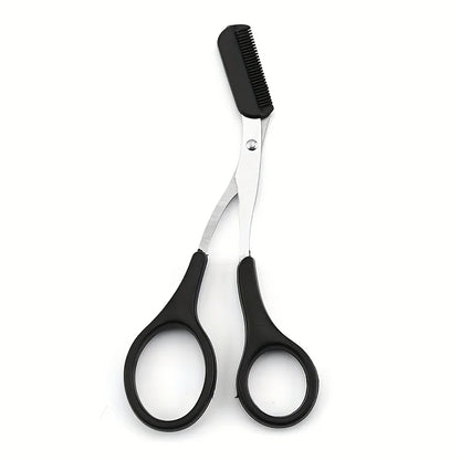 1/2pcs Stainless Steel Built-in Comb Eyebrow Scissors Pink Handle Precision Beauty Tool,Durable Metal Structure, Eyebrow Trimmer