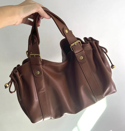 Women's Crossbody Simple Handbag Commuter Shoulder Boston Bag Stylish Versatile Work Bag Soft Polyester Interior