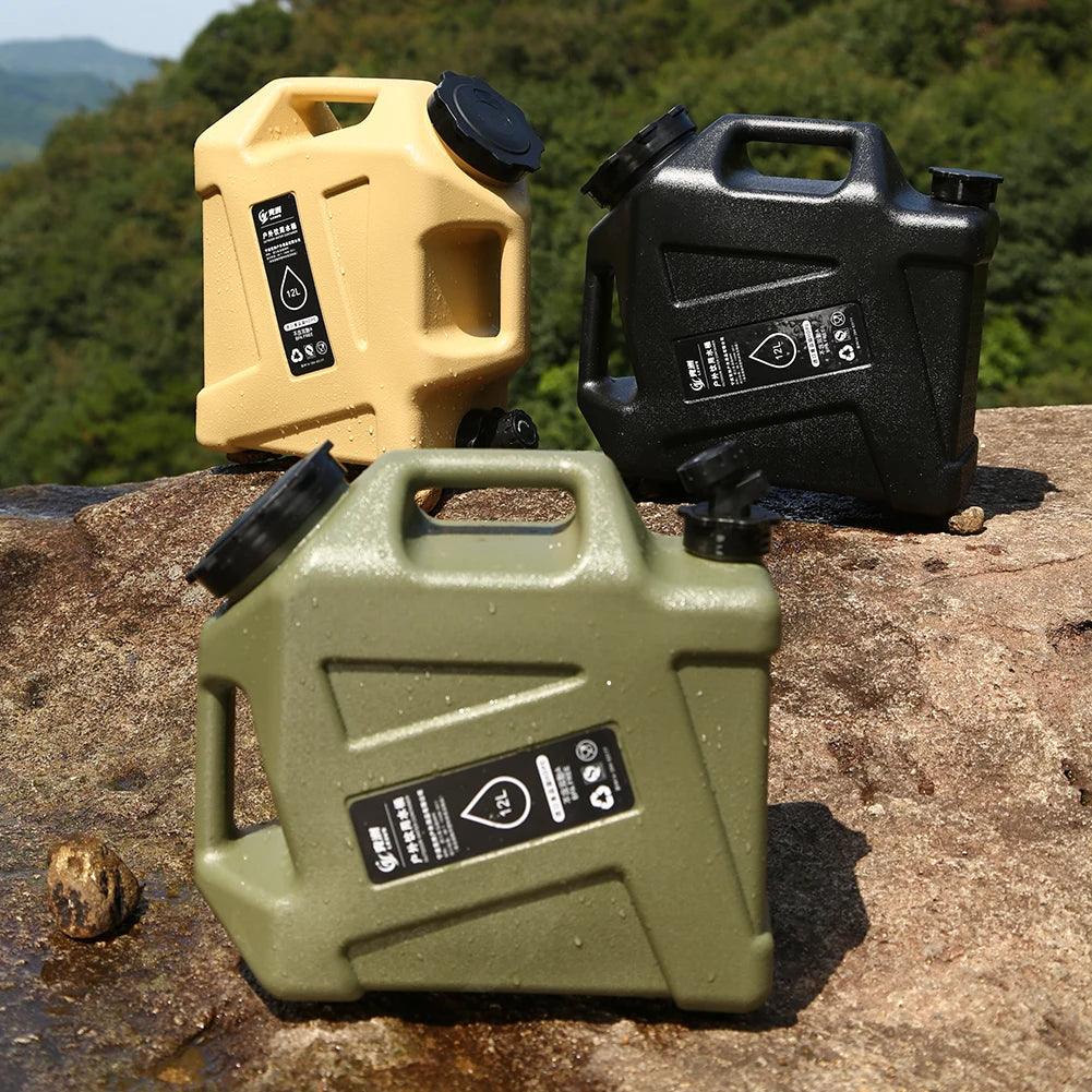 10/12L Outdoor Water Bucket Large-Capacity Portable Camping Water Bag Container with Faucet Driving Water Tank for Picnic Hiking