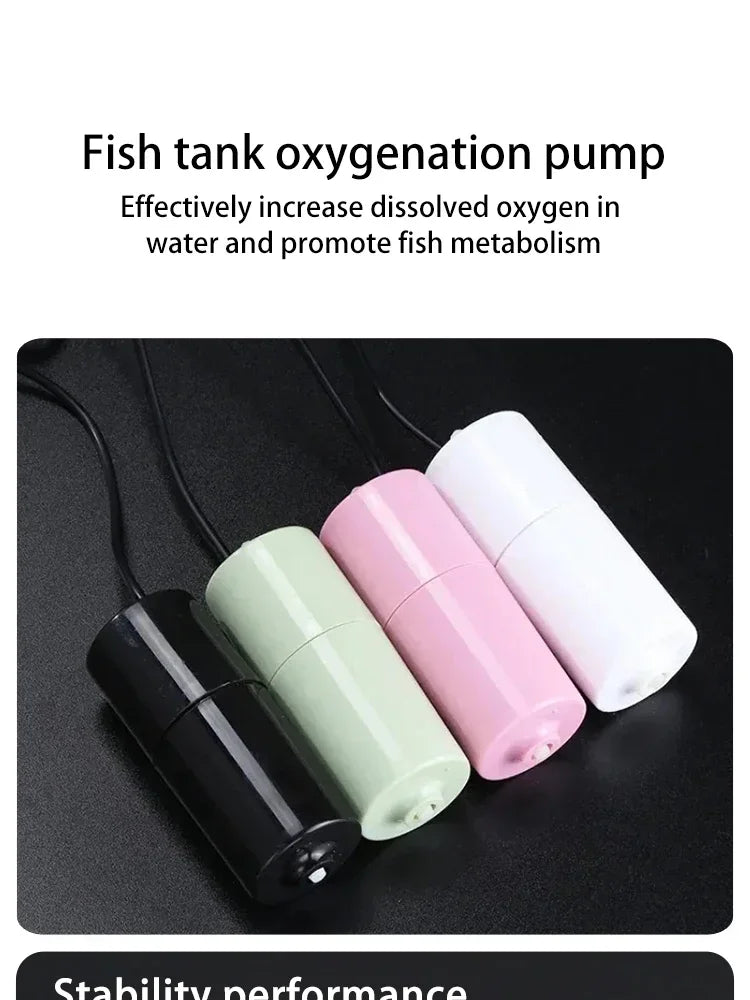 Mini Oxygen Pump USB Portable Fish Tank Fish Farming Aquarium Supplies Small Oxygen Pump Ultra Quiet Fishing Aerator