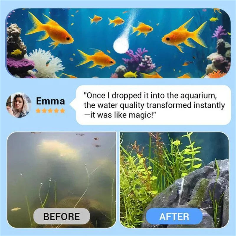 Water Purification Tablets Eco-Friendly Aquarium Water Purifier Fast-Acting Fish Tank Cleaning Solution Aquarium Water Clarifier