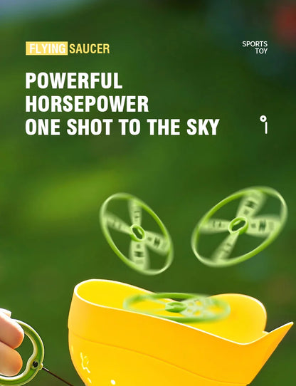 Flying Saucer Disc Launcher Kids Flying Toys Pull String UFO Throw Catch Outdoor Sport Propeller Children Toys Gift For Boy Girl