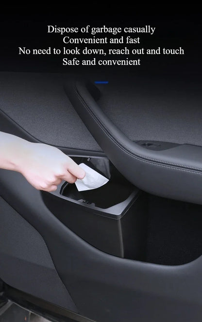 For Tesla Model Y/YL Juniper 2025 Front Door Storage Trash Can Car Door Storage Box Multi Functional Storage Box Car Accessories