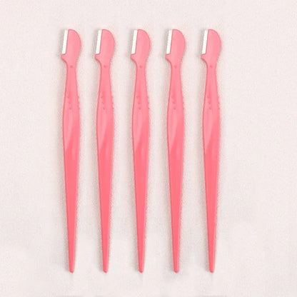 Karsyngirl 2/3/5Pcs Straight Handle Round Head Eyebrow Trimmer Beauty Tools Beginner Anti-scratch Eyebrow Trimmer Eyebrow Razor