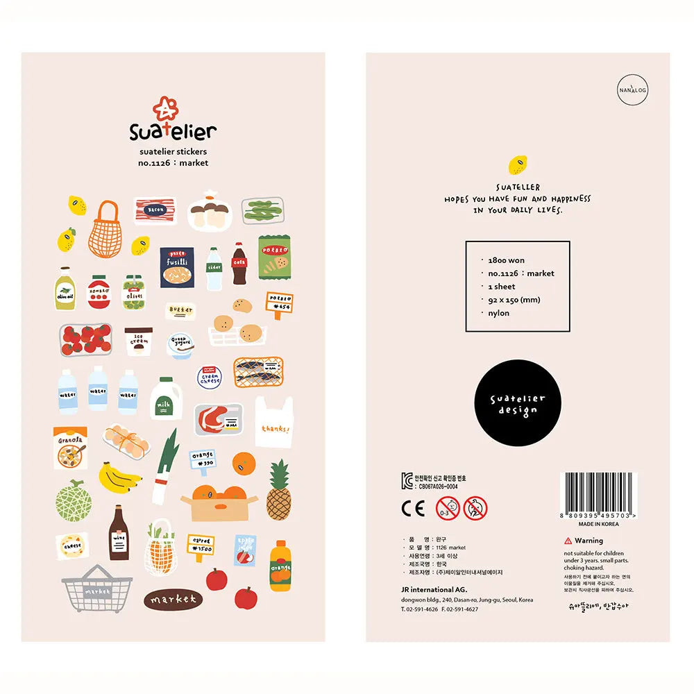 Korean Brand Suatelier Collection Daily Food Vlog Stickers DIY Scrapbooking Journey Diary Stationery Stickers Supplies